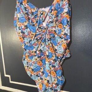 Cupshe Floral Swimsuit with Tie-Front